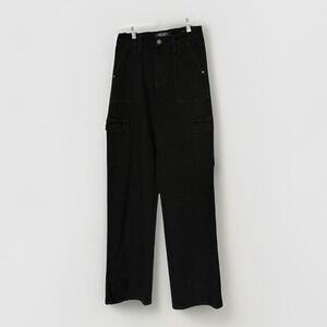 Judy Blue Black Cargo Wide Leg Jeans Womens‎ 7/28 High Rise 33" Inseam JB88886BK